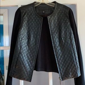 Quilted leather & Knit jacket